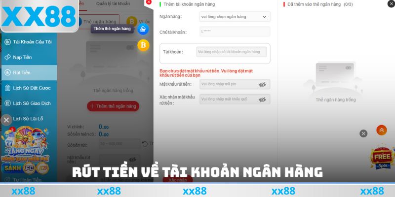 Rút tiền XX88 5 bước qua ngân hàng